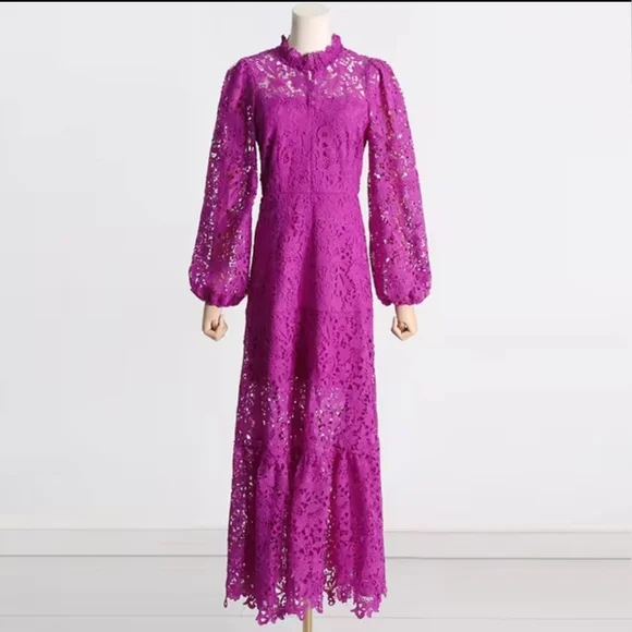 New Joa Embroidered Lace Trimmed Flare Maxi Dress size xl - Picture 4 of 6